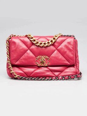 Chanel Pink Quilted Lambskin Leather Chanel 19 Small Flap Bag